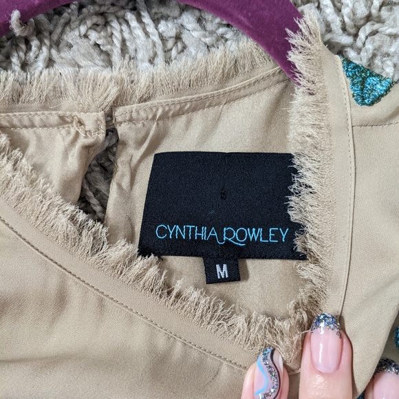 Cynthia Rowley Embroidered Silk Peplum Top Sz S/M - Picture 6 of 9